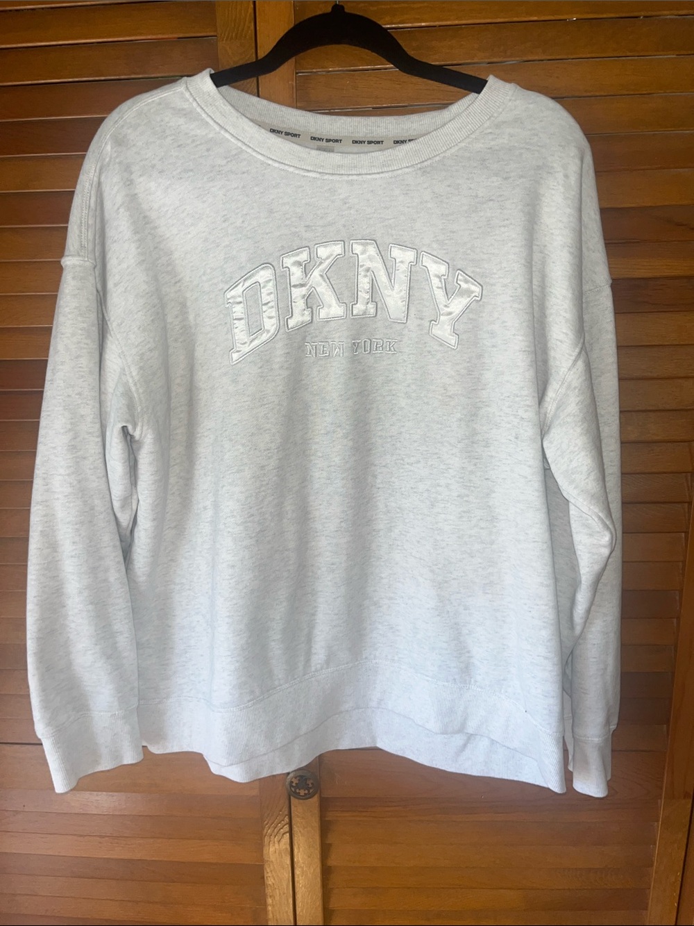 DKNY Light Gray Pullover Sweatshirt with Raised Logo Size XL